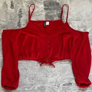 ⭐️Red Shoulderless Crop